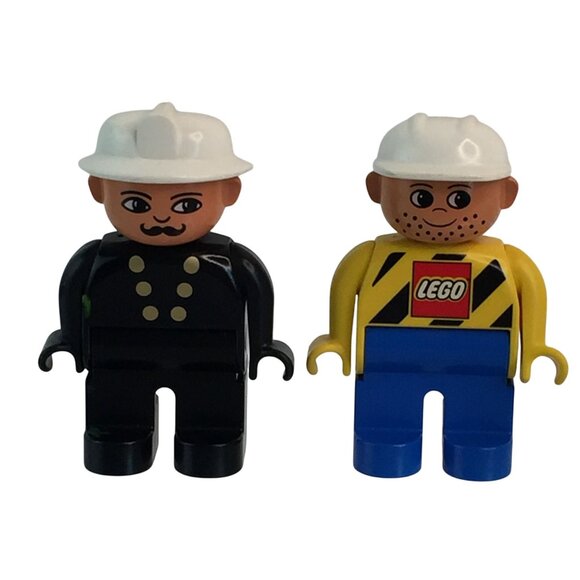 Vintage Lego Duplo Figure Lot of 10 People Firefighter Construction Western - Picture 4 of 9